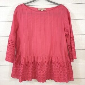 Loft Broderie Anglaise Bell Sleeve Top